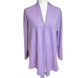 Chico’s Zenergy Cardigan Size 2 (12/14) Lavender Rib Mix Drape Open Sweater NWT